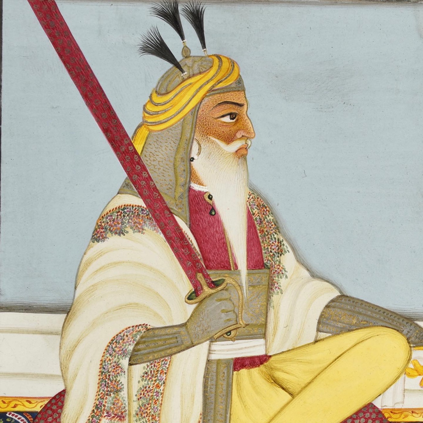 19th-century painted portrait of General Hari Singh Nalwa, the Sikh Empire commander who closed the Khyber Pass